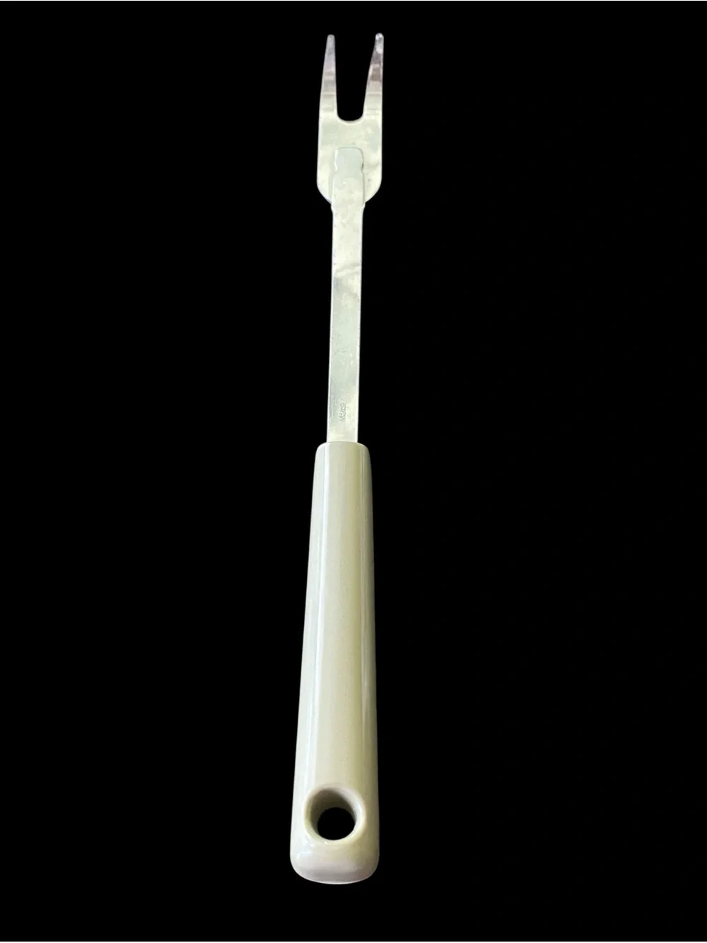 Vintage Meat Carving Serving Fork Stainless Steel Beige Plastic Handle Japan MCM